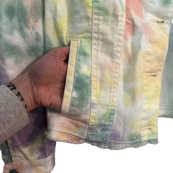 Jordache Pastel Tie Dye Denim Jean Jacket Size Medium - Picture 6 of 10